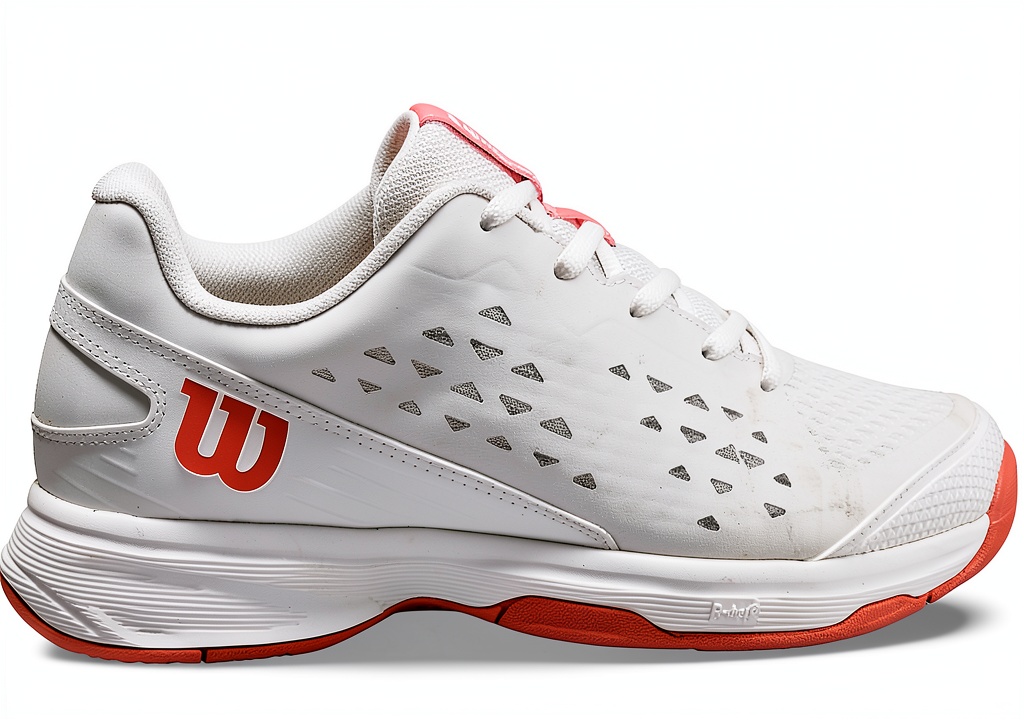 Junior tennis player wearing Wilson Rush Pro shoes on a clay court