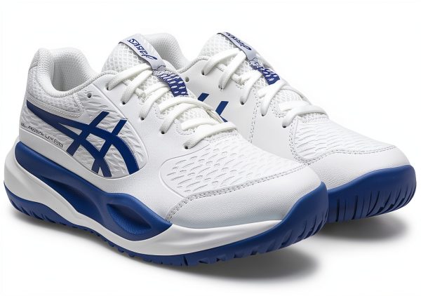 ASICS Kids Racquet Shoes with GEL Rearfoot Tech White Grey Blue 4BK-1