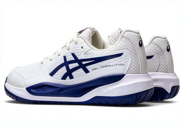 ASICS Kids Racquet Shoes with GEL Rearfoot Tech White Grey Blue 4BK-2