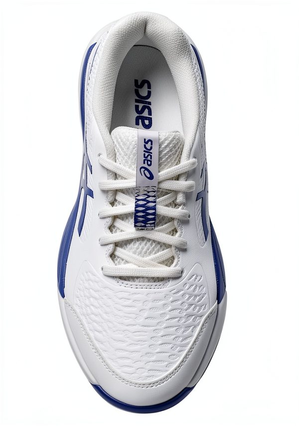 ASICS Kids Racquet Shoes with GEL Rearfoot Tech White Grey Blue 4BK-5