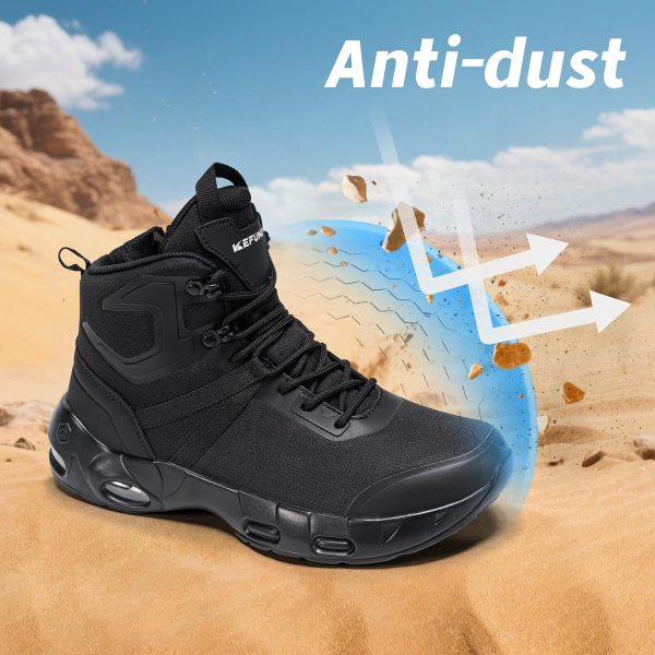 Military Tactical Boots Men Wide Waterproof 6 Inches Lightweight Durable Side-Zip Combat Boots Work Hiking Non Slip Boots-1