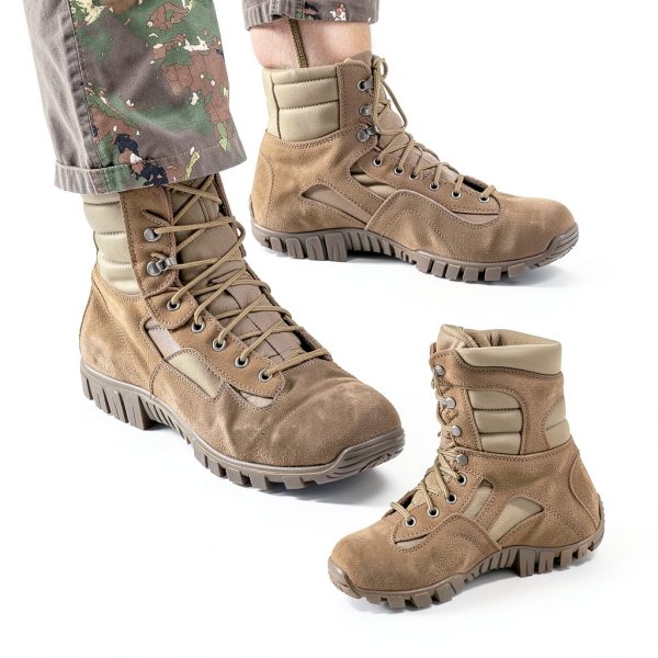 Belleville Khyber TR550 8" Combat Boots for Men - Lightweight, Hot Weather, Multi-Terrain Military Boots - Army OCP ACU - Coyote Brown Leather & Nylon with Vibram Traction Outsole-5
