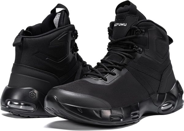 Military Tactical Boots Men Wide Waterproof 6 Inches Lightweight Durable Side-Zip Combat Boots Work Hiking Non Slip Boots-3