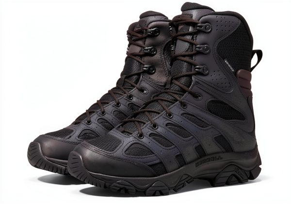 Merrell Mens Moab 3 8” Zip Tactical Waterproof Boots Black-0